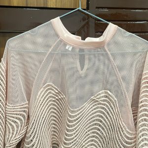 Peach Net Flated Transparent Cute Top