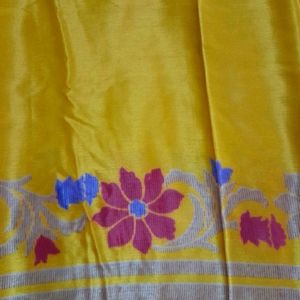 Orangish Yellow Silky Saree with Blouse