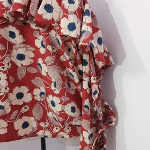 Floral Asymmetric Fashionable Tops