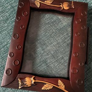 Floral Brown Wooden Photo Frame