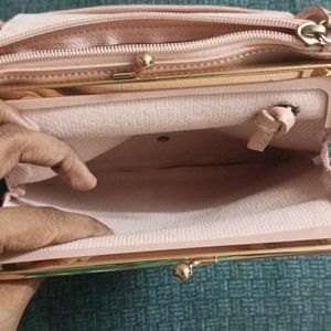 Vintage Baby Pink Genuine Leather Korean Sling Bag