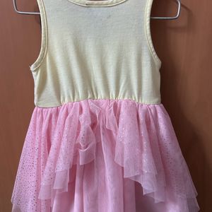 Cute Pink And Yellow Combination Party Frock