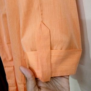 Libas Straight Orange and White Striped Kurta