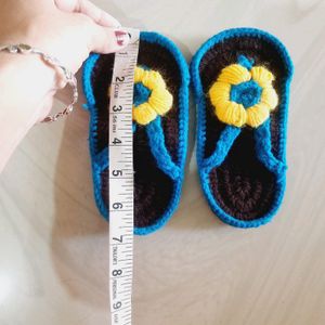 Hand Knitted Chappal For Baby Girls