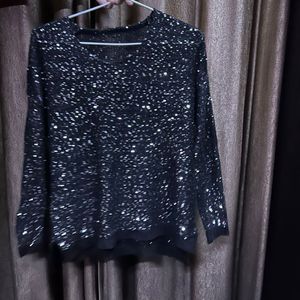 Sequins Black Sweat Top