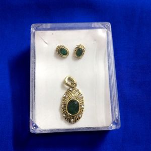 Emerald Green Stone Studied Gold Plated Imitation