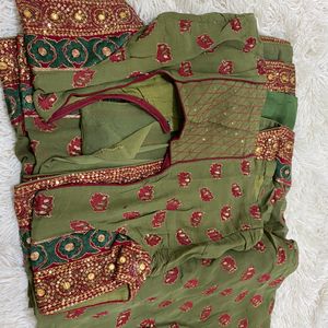 Green Heavy Work Saree