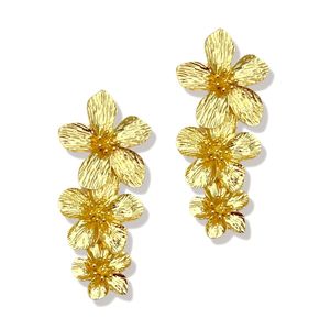 Triple Flower Drop Gold Dangle Earring