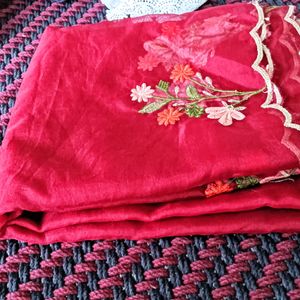 Maroon Net Dupatta