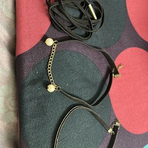 3 Black Thread Choker Necklace