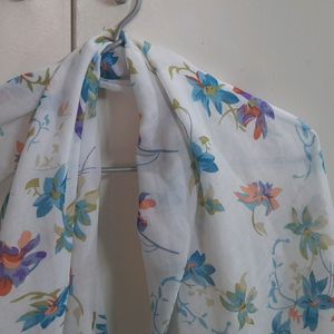 Printed White Scarf