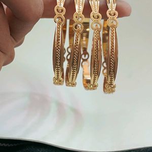 4pcs New Gold Plated Bangles (Karah)Set