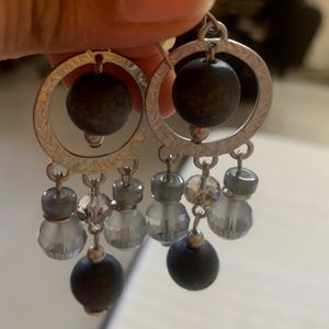 Light Weight Gray Earrings With Beads