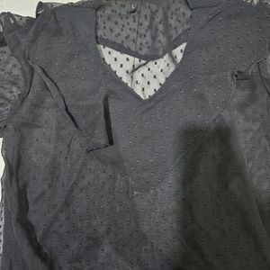 Black Back See Through Shirts With Flowy Front.