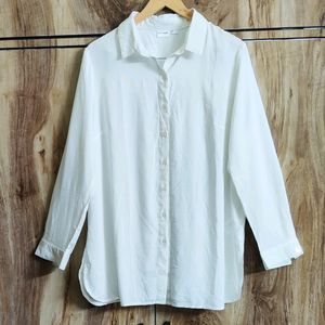 Off White Plain Shirt Size-40