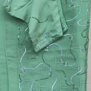 Pista Green Festive Wear Saree With Blouse!