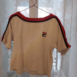 Fila White t shirt with blue and red accents