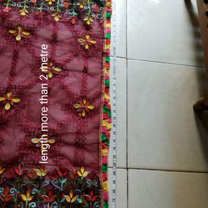 Maroon Net Dupatta