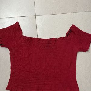 Cherry Red off Shoulder Top