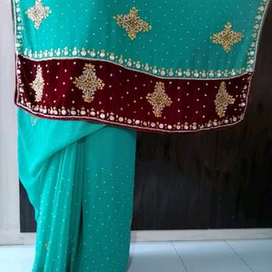 (1)New Wedding Saree With Blouse