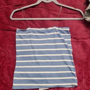 BLUE AND WHITE TUBE TOP