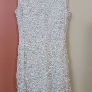 Lace White Knee-length Dress