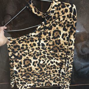 One Shoulder Cheetah Print