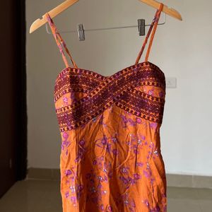 Rust Orange  Floral Mini dress