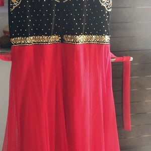 Red &black floor touch(anarkali) dress with a secr