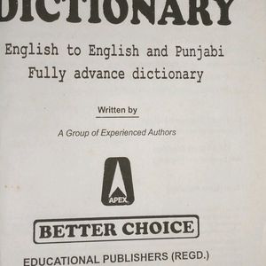 Apex The Student Dictionary, English To English, Punjabi