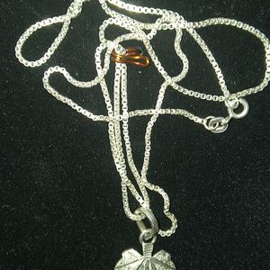 Real Silver Chinar Pendant Set Chain