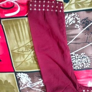 Maroon Flared Frock Pant With Dupatta..