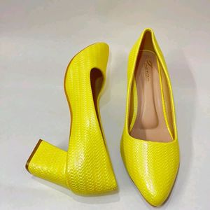 Lemon Colour Broad Heels