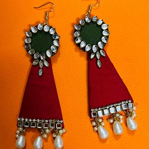 New Party Wear Earrings Colour Madhi & Red