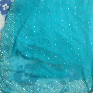 Very Beautiful Aqua Colour Party Wear Saree