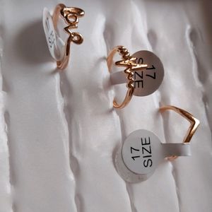 Girls Ring With 3 Designs Combo Set