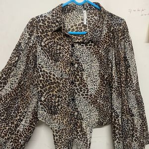 animal print blouson shirt