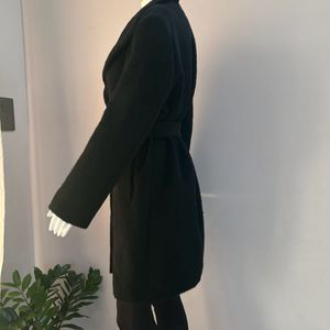 Black Soft Furry Wrap Coat