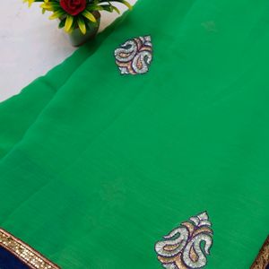 🥳Offer 🎉🔥Green Work Saree😍