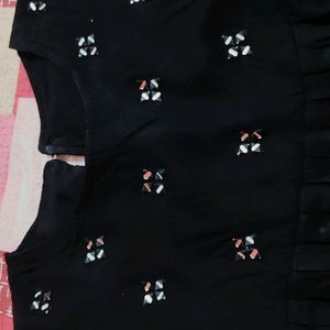 Black Top With Mirror And Thread Work