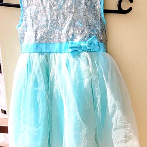 Turquoise Blue Sleeveless Sequin Girl Party Dress