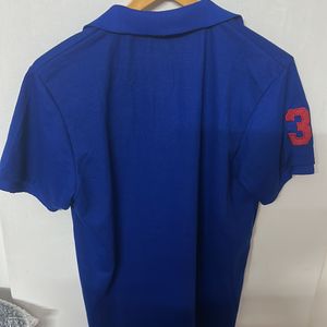 Men Blue Collar Tshirt L Size