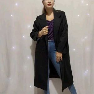 Imported Woolen Black Long Coat  (Korean Prada)