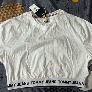 Tommy Hilfiger White Crop Top- L Size-New With Tag