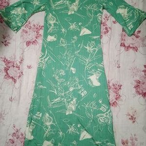 Long Sea Green Straight Kurti