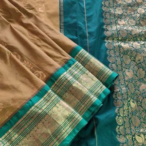 Mustard And Green Gadwal Silk Saree