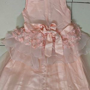 Peach Embellished Girls Dreamy Ball Gown