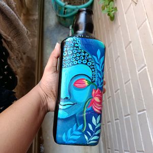 Hand-painted Buddha Painting On Glass Bottle