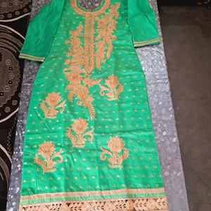 Designer Green Kurta Golden Lace In Sale