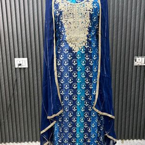 Women Navy Blue Unstitched Kurta 😻